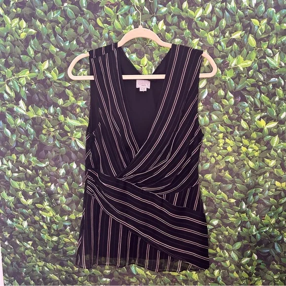 NWT JASON WU GREY painterly stripe silk blouse sleeveless women’s size 12 - Picture 2 of 6